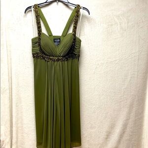 Xscape beaded cocktail dress NWOT, 10, rich green